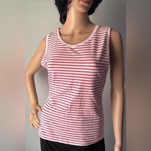 New Collection Vintage Striped Sleeveless Top Red & White Made in Italy Size 6